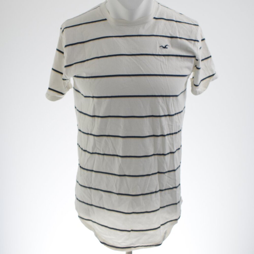 Hollister Shirt Mens M Striped Short Sleeve Crew Neck Curved Hem Tee